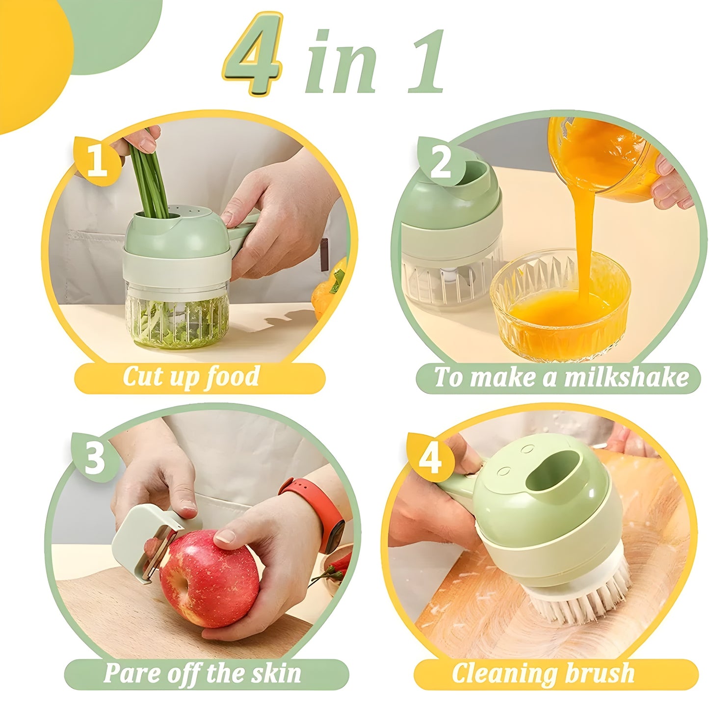4 in 1 Multi-Functional Portable Electric Vegetable Cutter